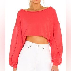 Free People X FP Movement The Way You Move Sweatshirt in Hot Watermelon XS FLAWS